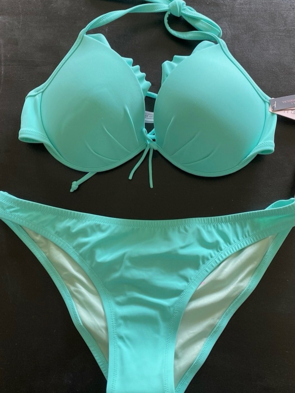 Y2K Victoria's Secret blue / Mint Green Push-Up Halter Bikini Set